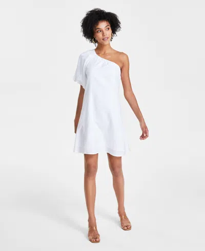 Bar Iii Women's One-shoulder Mini Dress, Created For Macy's In Bright White