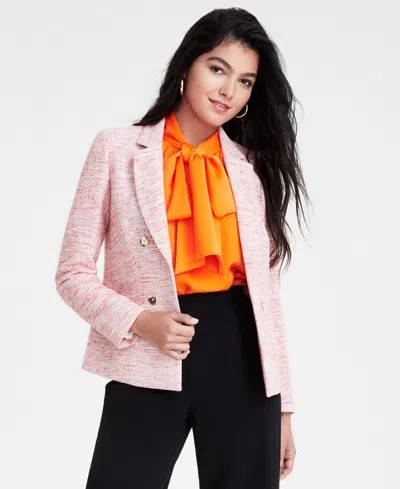 Bar Iii Women's Open-front Long-sleeve Tweed Blazer, Created For Macy's In Tangerine