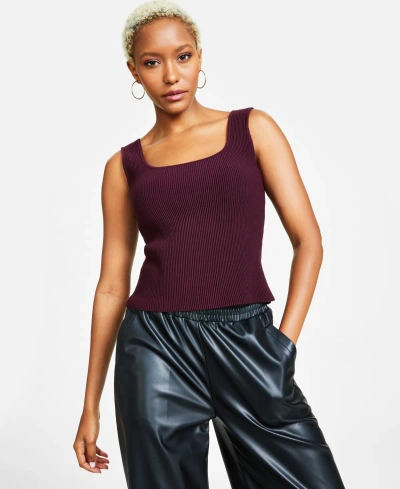 Bar Iii Women's Ottoman Ribbed Sleeveless Sweater Top, Created For Macy's In Marooned