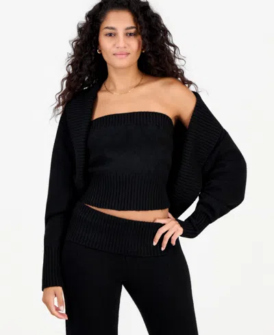 Bar Iii Women's Oversized Shawl Collar Long-sleeve Cardigan, Macy's Exclusive In Black