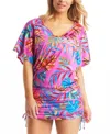 Bar Iii Womens Printed Caftan Cover-up In Multi