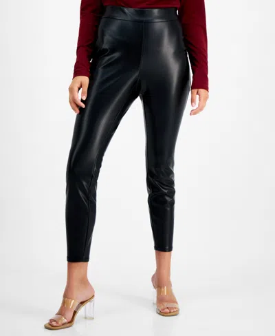 BAR III WOMEN'S PETITE SOFT FAUX-LEATHER LEGGINGS, CREATED FOR MACY'S