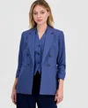 Bar Iii Womens Pinstripe Notched Collar Jacket V Neck Vest Macys Exclusive In Blue