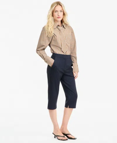Bar Iii Women's Pinstripe Skinny-leg Suiting Capris, Macy's Exclusive