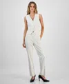 Bar Iii Women's Pinstriped Straight-leg Pants, Exclusively At Macy's In Bar White,black