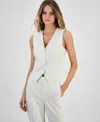 Bar Iii Women's Pinstriped Straight-leg Pants, Exclusively At Macy's In Bar White,black
