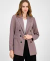 Bar Iii Women's Plaid Faux Double-breasted Jacket, Macy's Exclusive In Brown