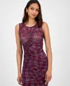 Bar Iii Women's Plaid Mesh Ruched Tank, Macy's Exclusive In Multi