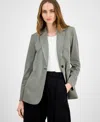 Bar Iii Women's Plaid One-button Notch-collar Jacket, Macy's Exclusive In Gray