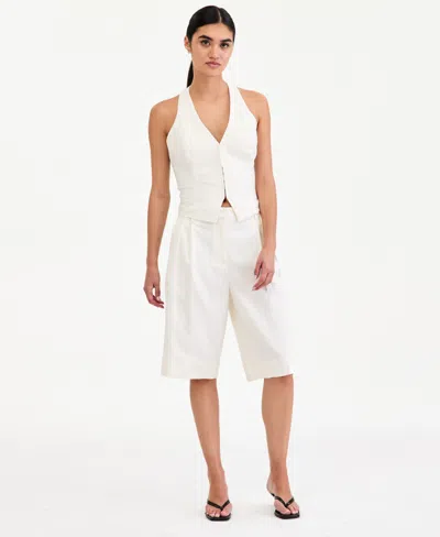 Bar Iii Women's Pleated Bermuda Shorts, Macy's Exclusive In White