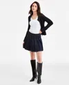 Bar Iii Women's Pleated Denim Mini Skirt, Macy's Exclusive In Blue