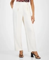 BAR III WOMEN'S PLEATED EXTENDED TAB MID RISE PANTS, CREATED FOR MACY'S