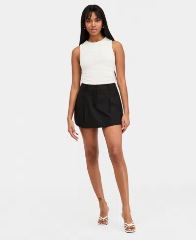 Bar Iii Women's Pleated Suiting Mini Skort, Macy's Exclusive In Black