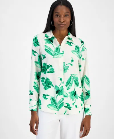 BAR III WOMEN'S PRINTED BUTTON-FRONT BLOUSE, EXCLUSIVELY AT MACY'S