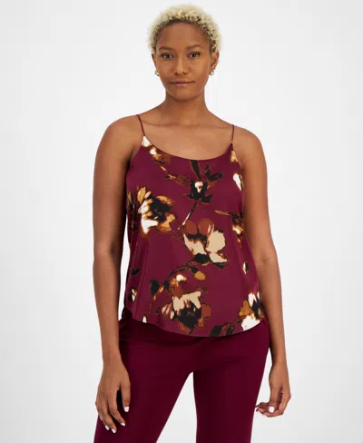 Bar Iii Women's Printed Camisole, Created For Macy's In Pinot Noir
