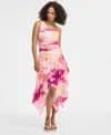 Bar Iii Women's Printed Mesh One-shoulder Dress, Exclusively At Macy's In Multi