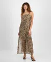 Bar Iii Women's Printed Mesh Overlay Maxi Dress, Exclusively At Macy's In Clara Cheetah A