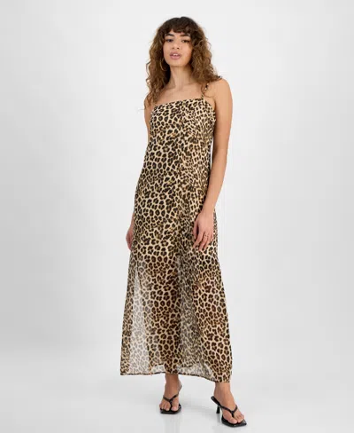 Bar Iii Women's Printed Mesh Overlay Maxi Dress, Exclusively At Macy's In Clara Cheetah A