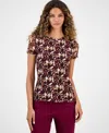 Bar Iii Women's Printed-mesh Short-sleeve Tee, Macy's Exclusive In Brown