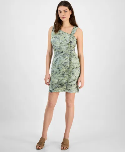 Bar Iii Women's Printed Ruched Sheath Dress, Exclusively At Macy's In Tranquil Green Multi