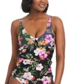 Bar Iii Womens Printed Twist Front Shirred Tankini Top Floral Print Side Tab Hipster Bottoms Created For Mac In Multi