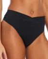Bar Iii Women's Pucker Up V-waist High-leg Bikini Bottoms, Exclusively At Macy's In Black