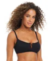Bar Iii Women's Pucker Up V-wire Bralette Bikini Top, Exclusively At Macy's In Black