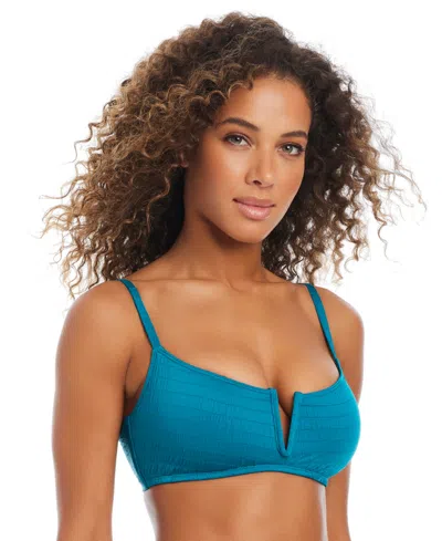 Bar Iii Women's Pucker Up V-wire Bralette Bikini Top, Exclusively At Macy's In Tidal