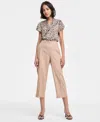 Bar Iii Women's Linen-blend Pull-on Cropped Wide-leg Pants, Exclusively At Macy's In Barley Field