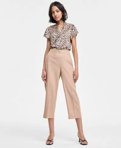 Bar Iii Women's Linen-blend Pull-on Cropped Wide-leg Pants, Exclusively At Macy's In Barley Field