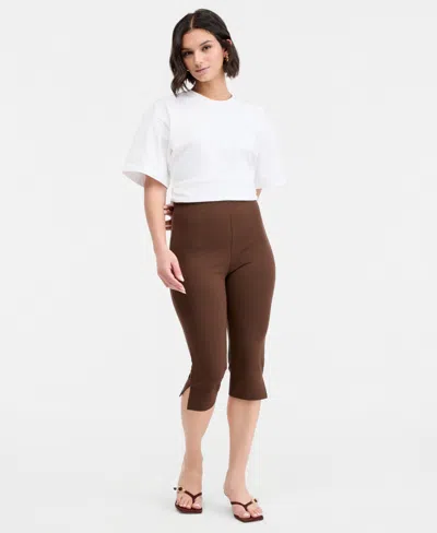 Bar Iii Women's Pull-on Capri Pants, Macy's Exclusive In Brown