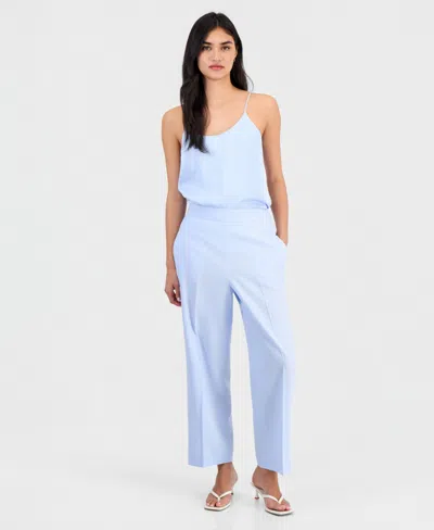 Bar Iii Women's Pull-on Linen-blend Pants, Macy's Exclusive In Blue