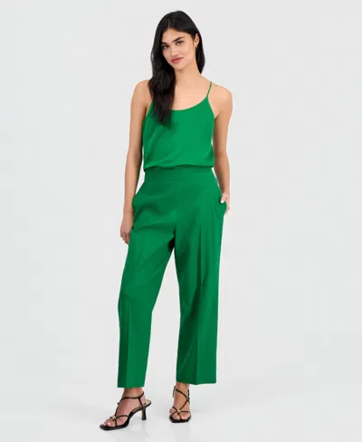 Bar Iii Women's Pull-on Linen-blend Pants, Macy's Exclusive In Green
