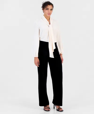 Bar Iii Women's Pull-on Wide-leg Velvet Pants, Macy's Exclusive In White