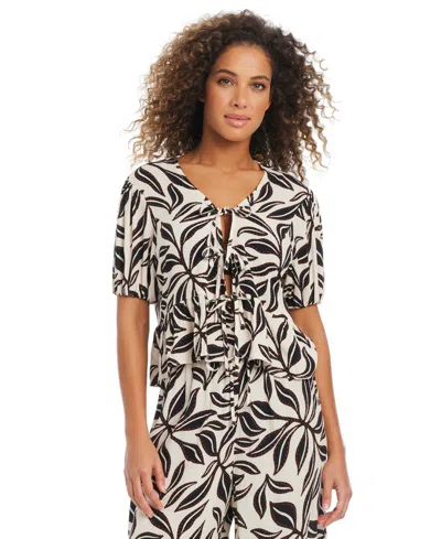 BAR III WOMEN'S RESORT DAZE TIE-FRONT TOP SWIM COVER-UP, EXCLUSIVELY AT MACY'S
