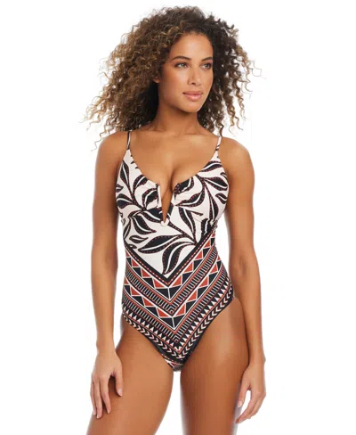 Bar Iii Women's Resort Daze V-wire One-piece Swimsuit, Exclusively At Macy's In Ivory