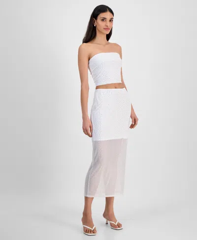 BAR III WOMEN'S RHINESTONE MESH TUBE SKIRT, EXCLUSIVELY AT MACY'S