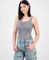 Bar Iii Women's Rib-knit Zip-front Sweater Tank Top, Exclusively At Macy's