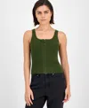 Bar Iii Women's Rib-knit Zip-front Sweater Tank Top, Exclusively At Macy's