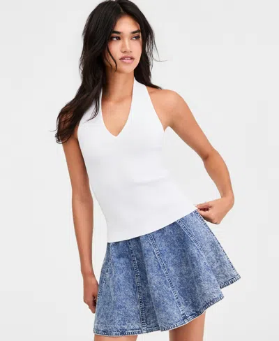 Bar Iii Women's Ribbed Halter Top, Macy's Exclusive In White