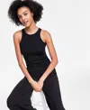 BAR III WOMEN'S RIBBED HIGH-NECK TANK TOP, CREATED FOR MACY'S