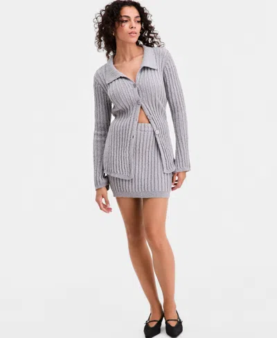 Bar Iii Women's Ribbed Sweater Skirt, Macy's Exclusive In Gray