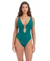 Bar Iii Women's Ring Front Over-the-shoulder One-piece Swimsuit, Macy's Exclusive In Blue