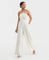 Bar Iii Women's Rosette Halter Neck Wide-leg Jumpsuit, Macy's Exclusive In White