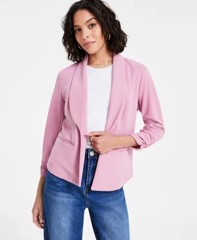 Bar Iii Women's Ruched 3/4-sleeve Knit Blazer, Created For Macy's