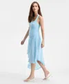 Bar Iii Women's Ruched Halter-neck Dress, Macy's Exclusive In Blue