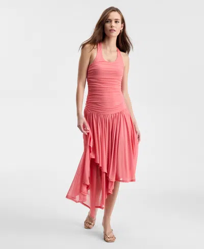 Bar Iii Women's Ruched Halter-neck Dress, Macy's Exclusive In Pink