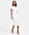 Bar Iii Women's Ruched Short-sleeve Midi Dress, Exclusively At Macy's In Crema