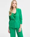 Bar Iii Women's Ruched-sleeve One-button Blazer, Exclusively At Macy's In Green Chili