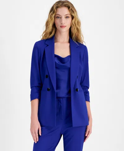 Bar Iii Women's Ruched-sleeve Open-front Blazer, Created For